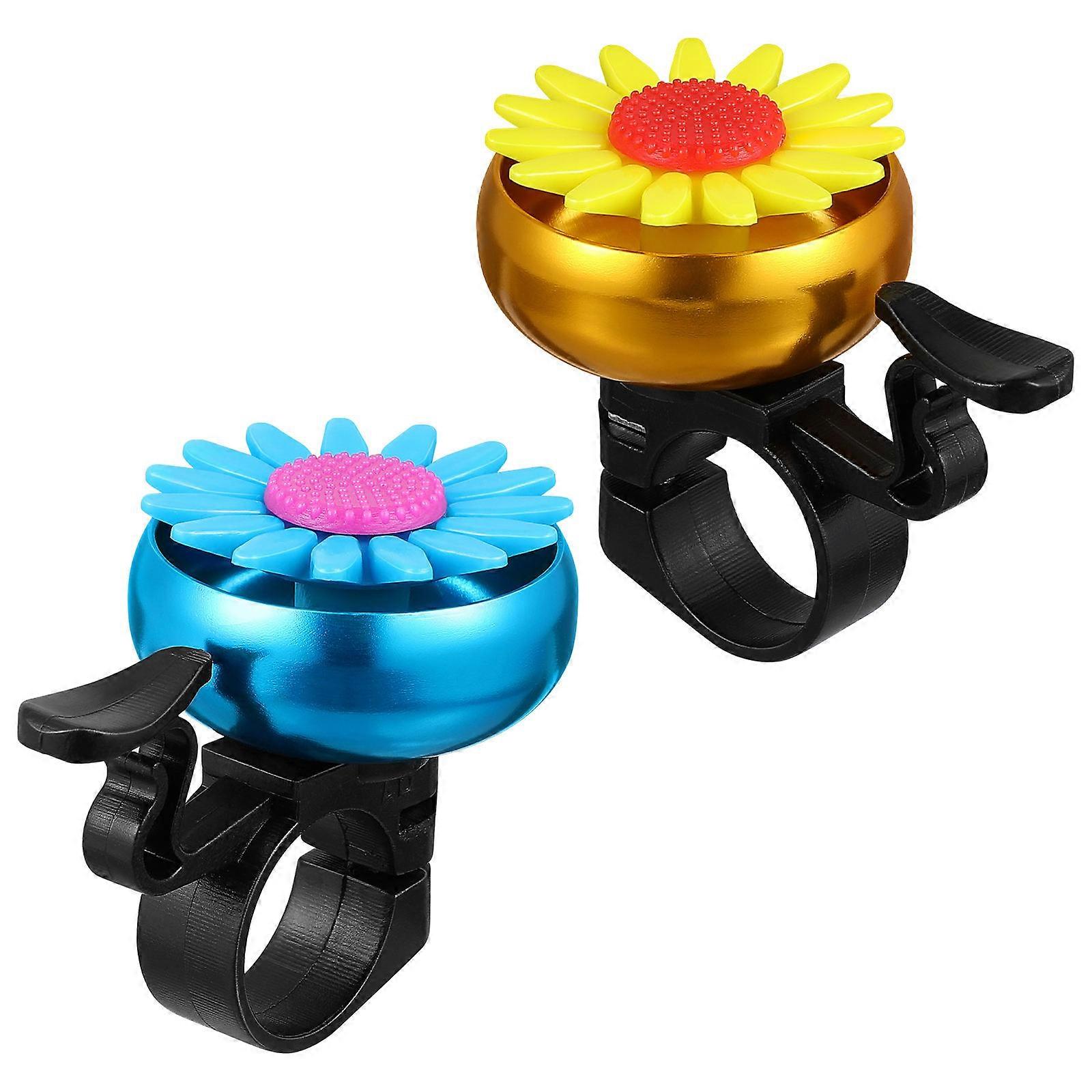 Cute Sunflower Shaped Bike Bell with Clear Sound for Kids Bikes Made of Aluminum Alloy and Plastic