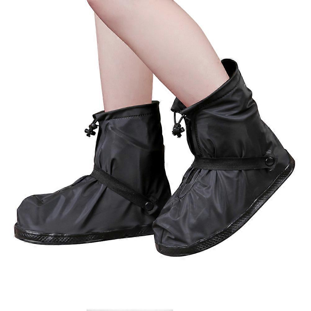 Waterproof Overshoes Thicken Boot Protector for Travel Adults Size XL Black 1Pair