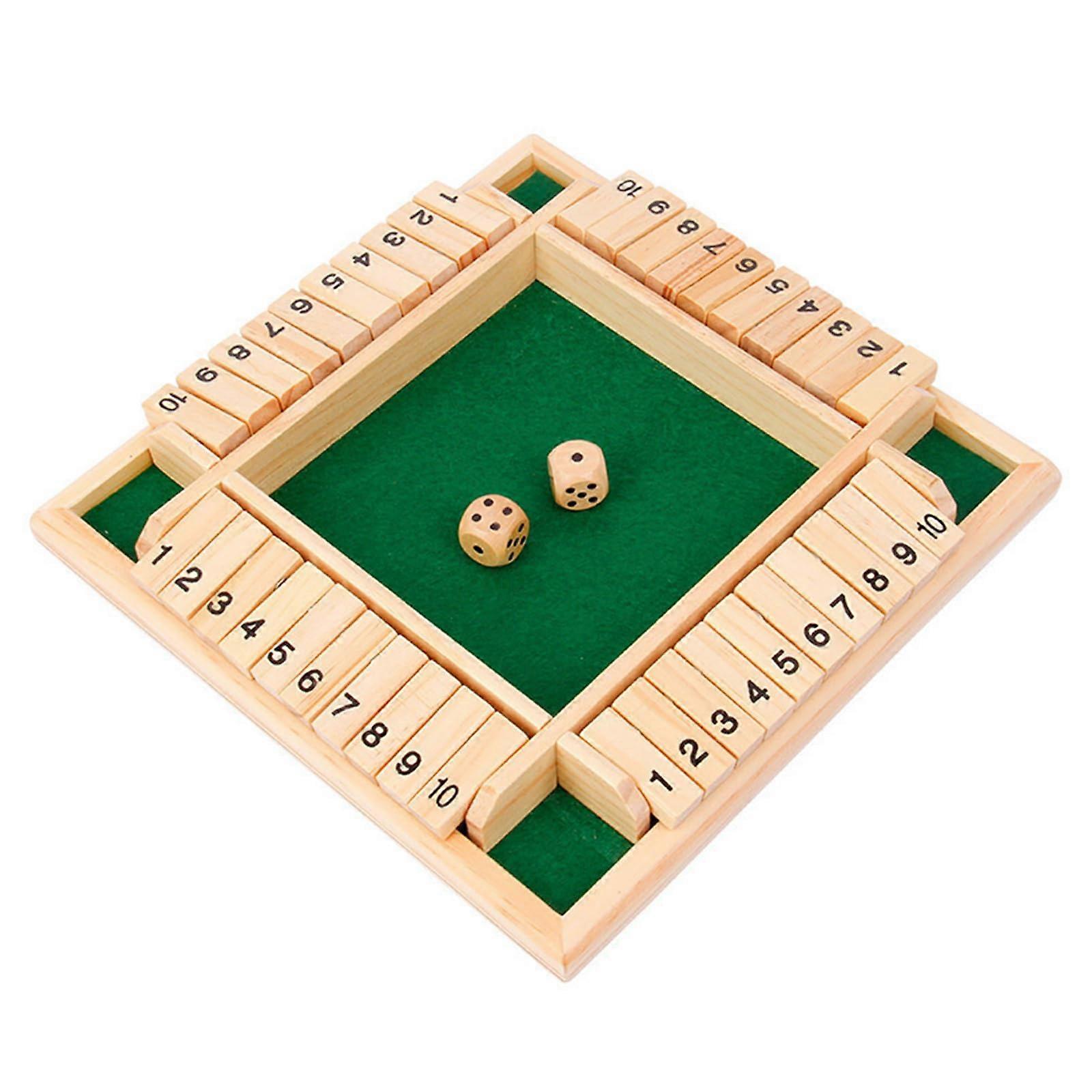Shut The Box Game Wooden Folding Dice Board Game, 22.5 Cm Square, Family Party Board Game, Traditional Dice Game