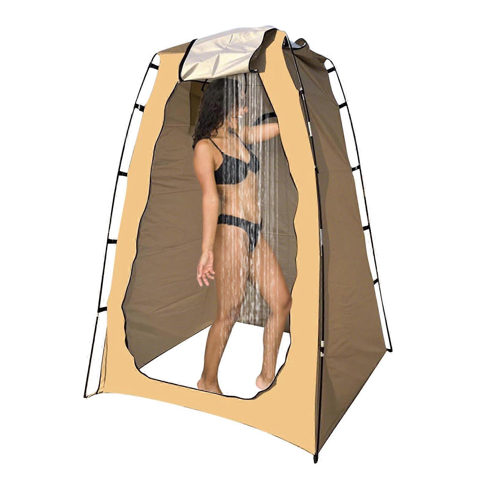 Portable Shower Tent - Waterproof Privacy Tent, 47.24 X 47.24 X 74.8 In, Khaki, Changing Room Shelter For Camping Beach