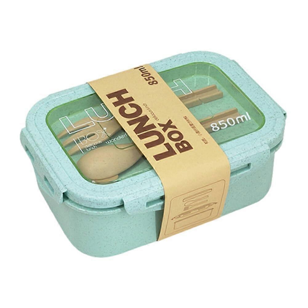 Lunch Box Bento 850ml LeakProof 2 Compartments Microwave Safe Cutlery Green
