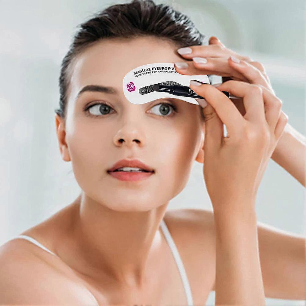 Eyebrow Stamp Waterproof Brow Stamp Shaping Kit Long Lasting Shape Stamp Brow Powder with 24 Pcs Eyebrow Stencils