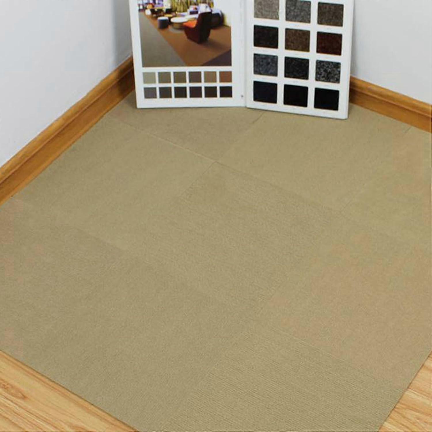 Selfadhesive carpet tiles for home, 20 pcs, peel and stick, 18' apricot 18x18