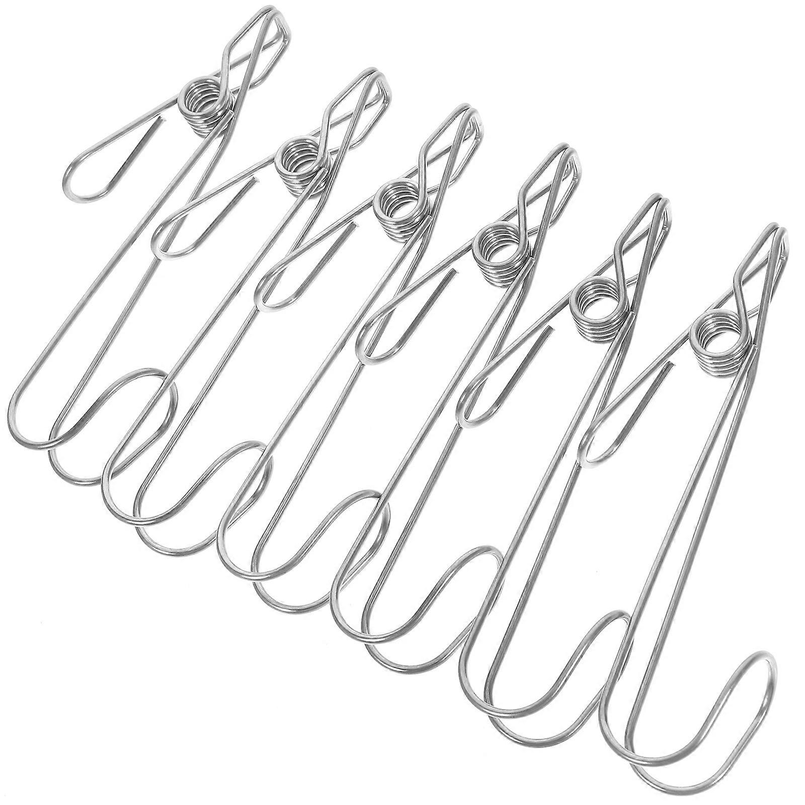 12pcs Clothes Pins Stainless Steel Clip Novelty Paper Clip Multicolor File Clips Small Binder Clips With Hooks Clothes Rack Household Clamp Office