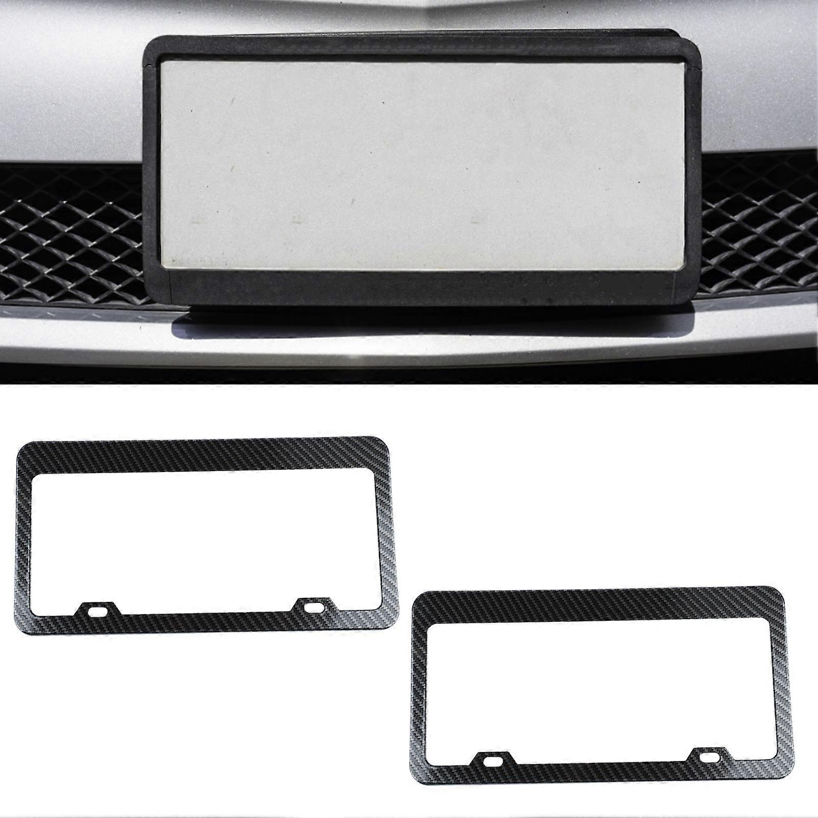 2Pcs Car License Plate Frames Carbon Fiber License Plate Frame Rustproof Universal for Automobiles 