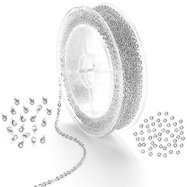 Bulk Link Chain Spool with 4mm Jump Rings and Lobster Clasps
