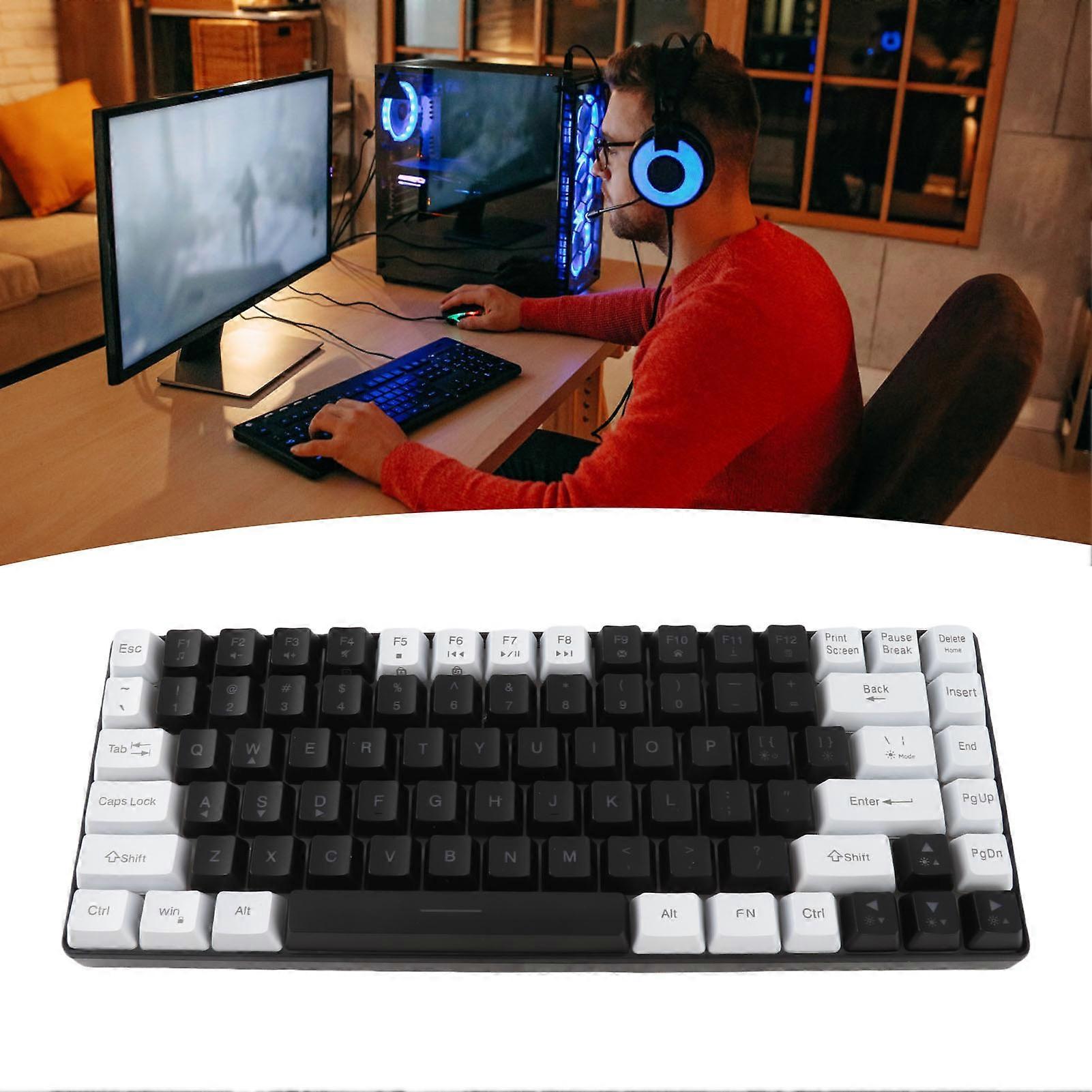 Gaming Keyboard Type C 84 Keys RGB Backlit Ergonomically Curved Quiet Wired Keyboard for Family Editing
