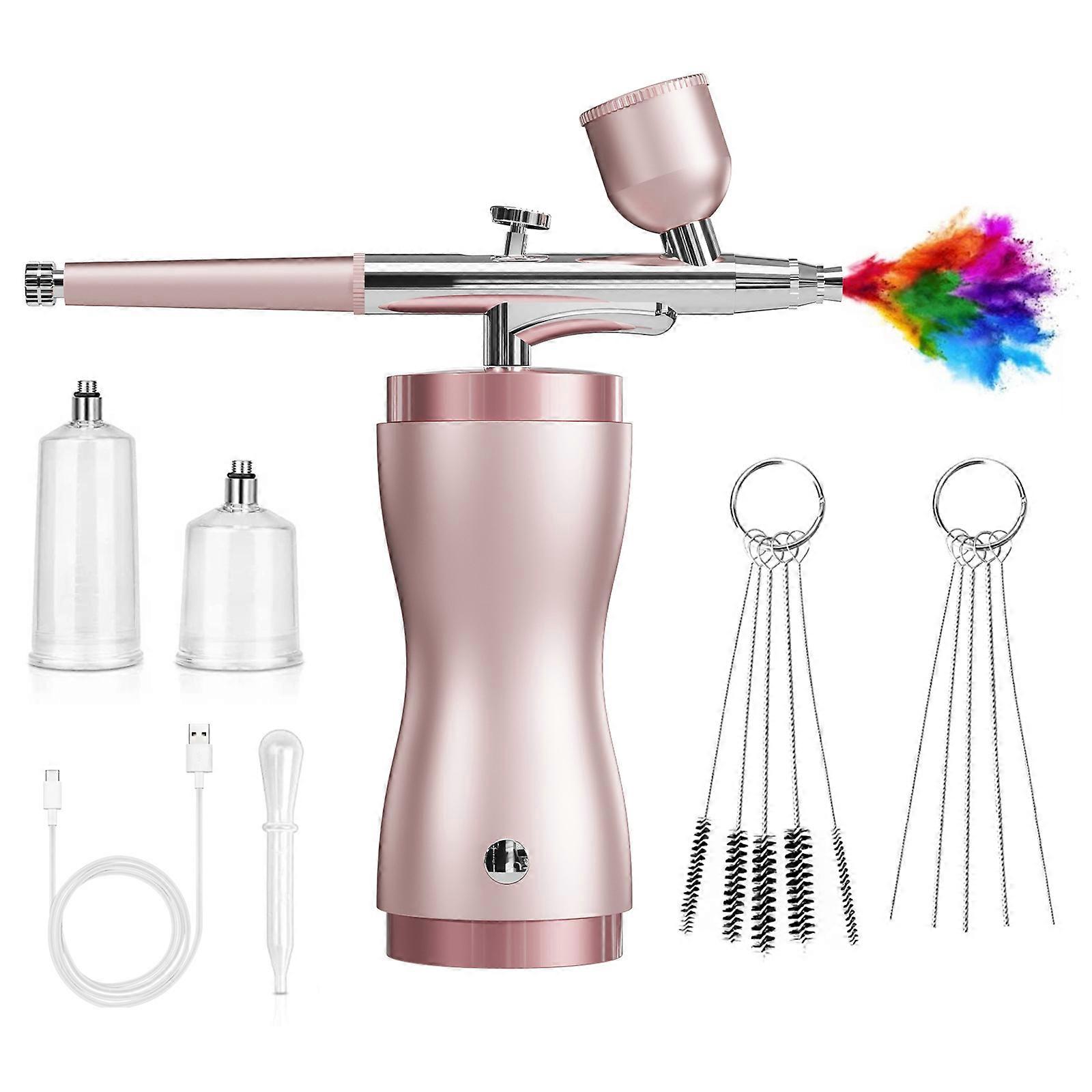 Electric Airbrushing Kit Ergonomic Design For Precise Sprayer On Multiple Surfaces Including Models And Handmade Crafts  pink color
