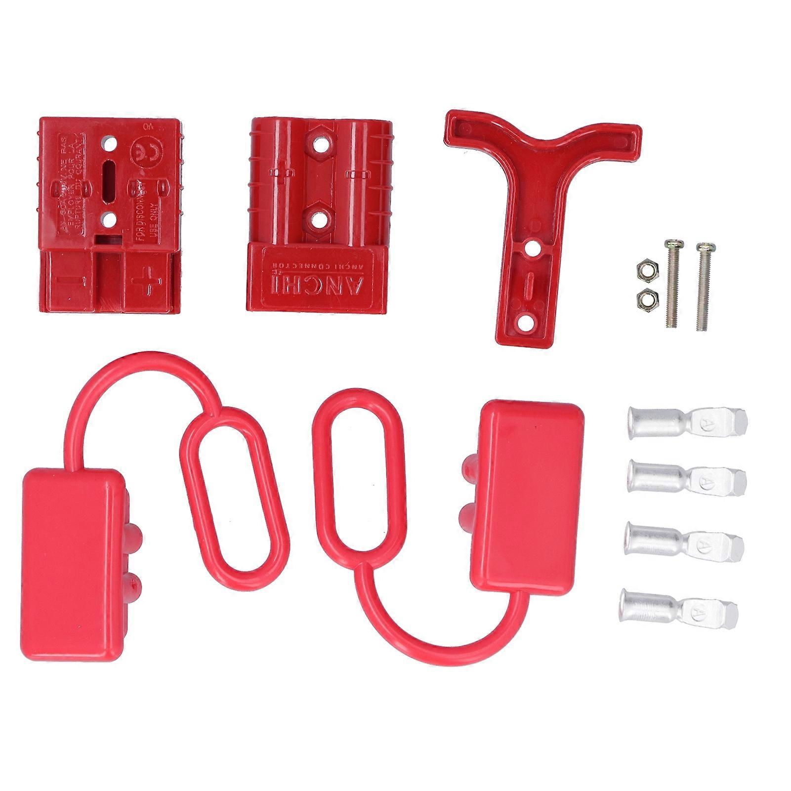 Battery Quick Connect Disconnect Electrical Plug for Recovery Winch with Handle 50A 12‑36VDCRed