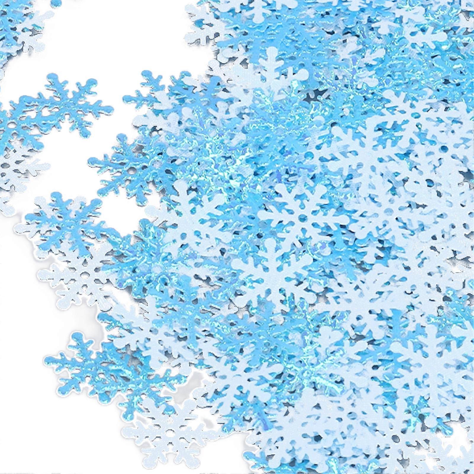 1000Pcs Snowflake Confetti 0.9in Vibrant Color Reusable Plastic Multi Purpose Christmas Confetti for Box Tree Vase Blue
