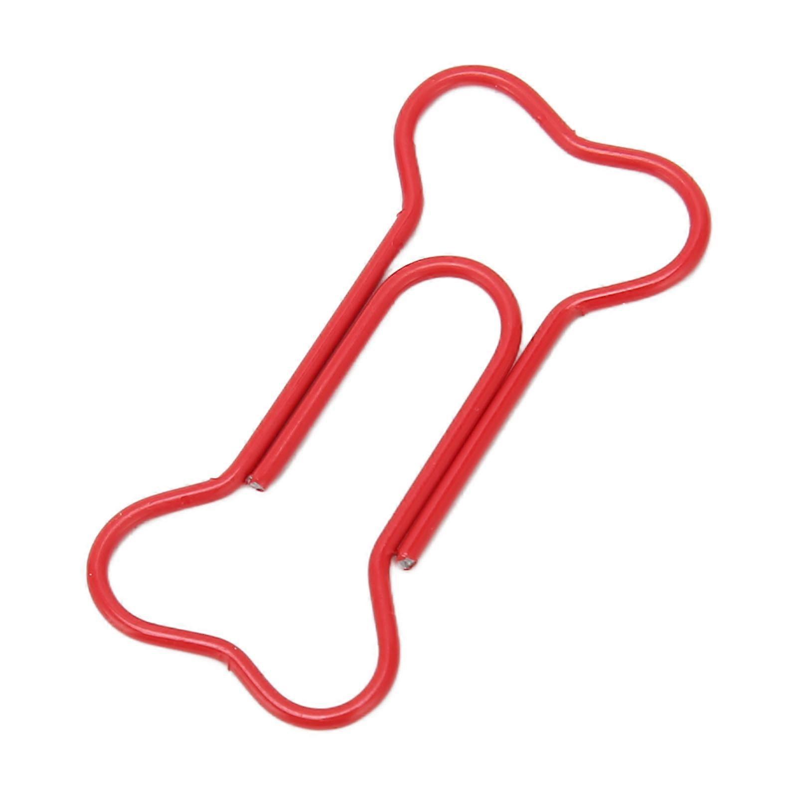 100pcs Colored Dog Bone Shape Paper Clips Black Lightweight Notebook Document Organizing Wire Bookmark Clips Red