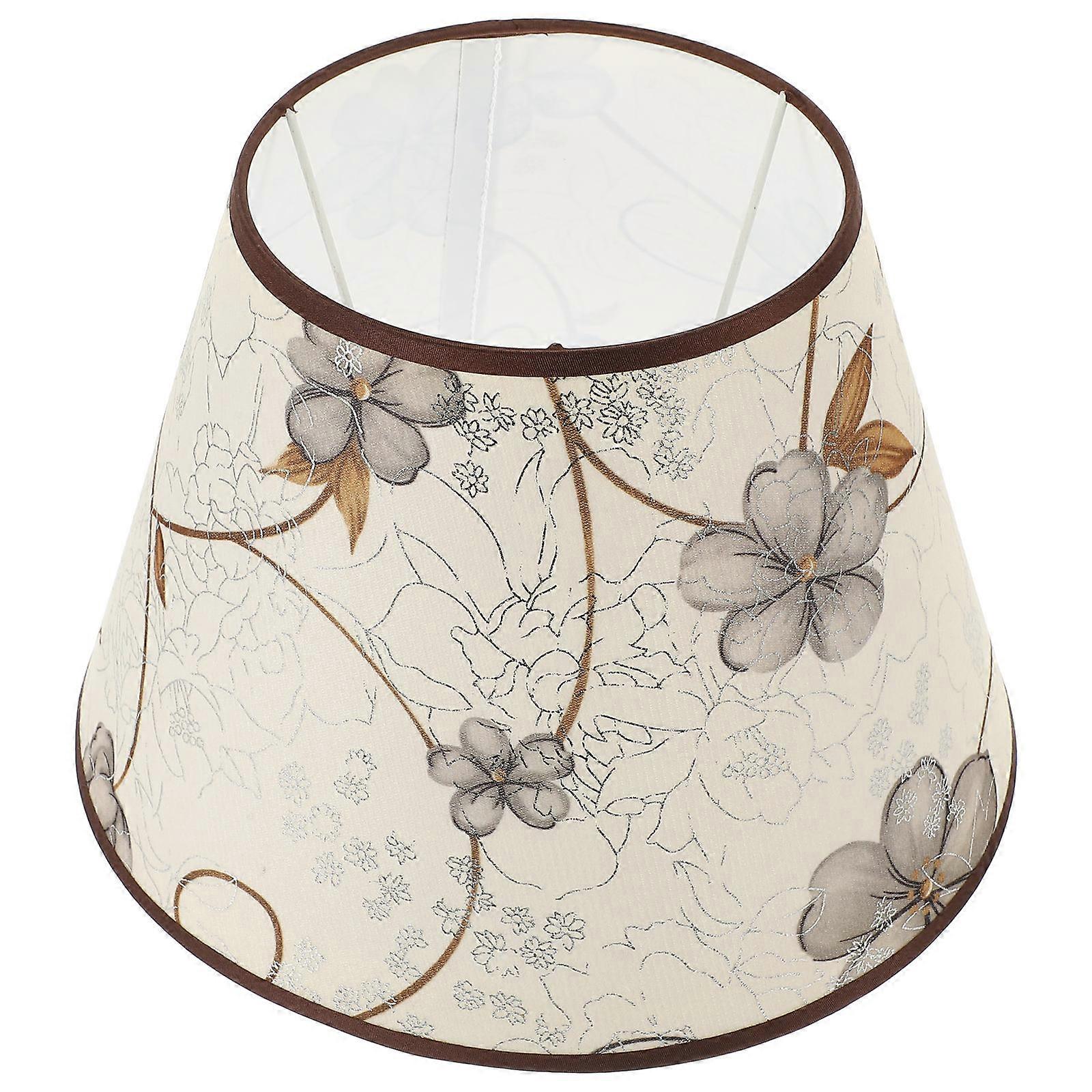 Elegant Vintage Cloth Lampshade with Grey Flower Pattern for Table Lamp – Stylish Home, Hotel, and Study Decor