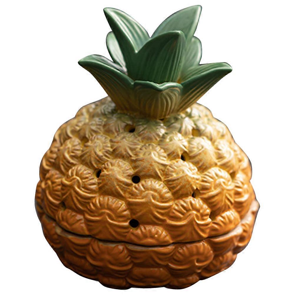 Desktop Pineapple Decor Ceramic Incense Burner Pineapple Shape Yoga Studio 1Set