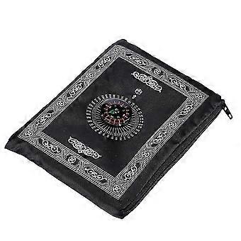 Muslim Prayer Mat - Portatile - Con Bussola - Coperta da Preghiera Islamica - Tascabile - Nero