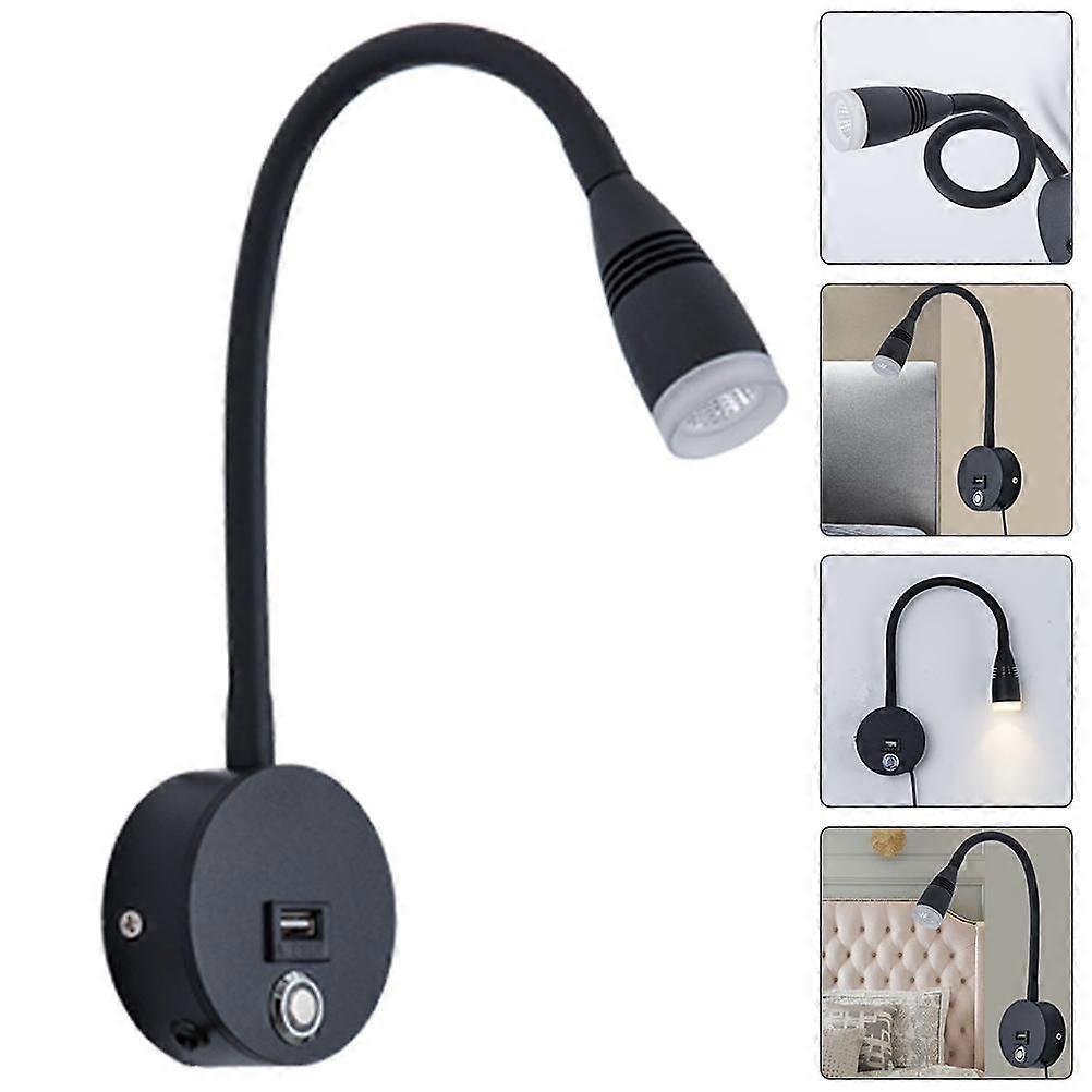 Wall Mounted Wall Light Dimmable Touch Control Usb Bed Reading Lamp Eu Plug