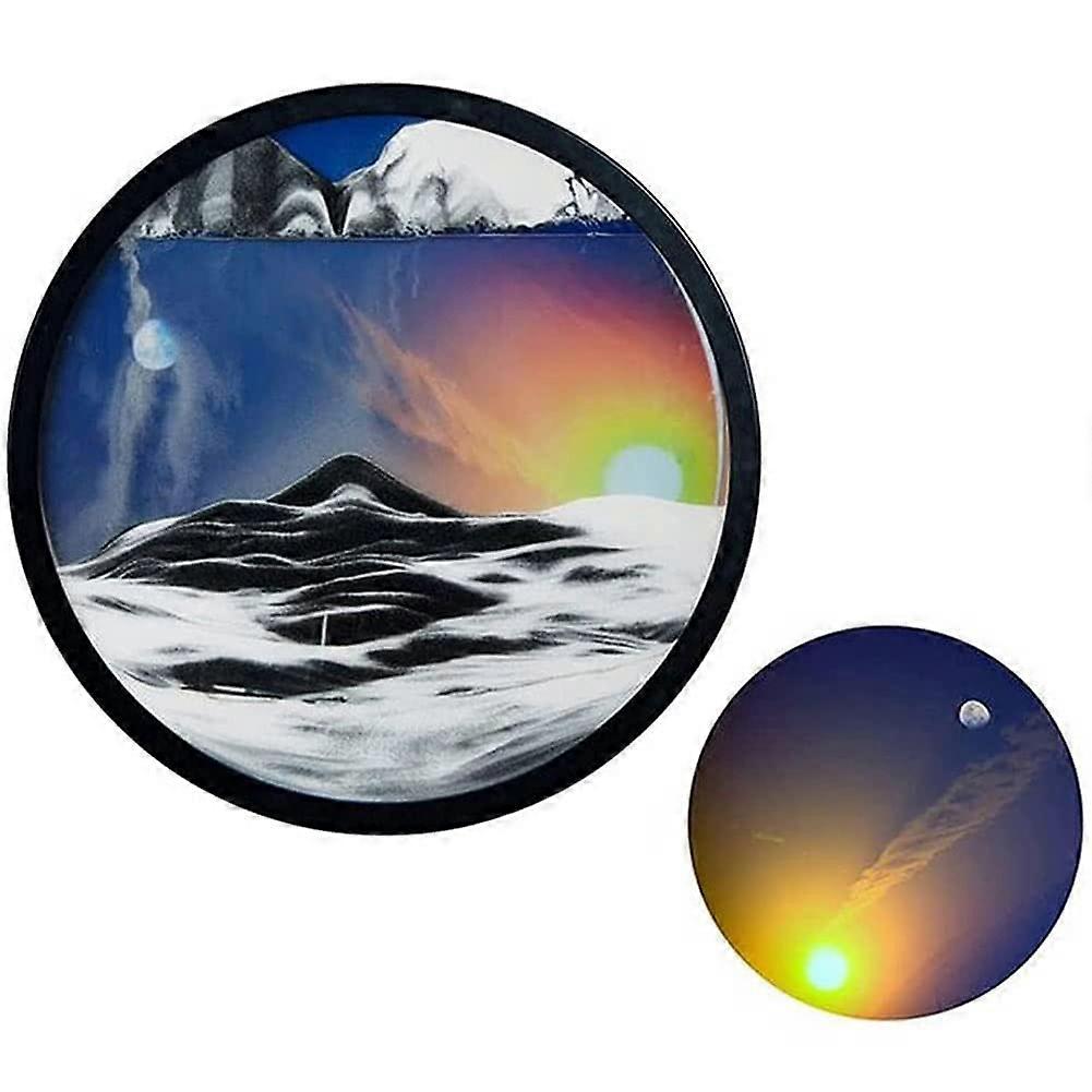 3D Deep Sea Sand Art Picture Rotating Sculpture for Home Office Decoration, 360° Color E, Wall Mounted, Unique Sand Landscape