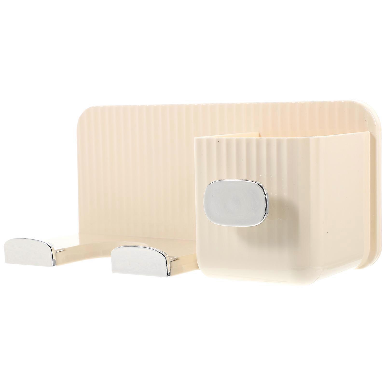 Hair Dryer Wall Rack for Home Use Punch Free PET Material Beige Color Large Capacity Storage Shelf
