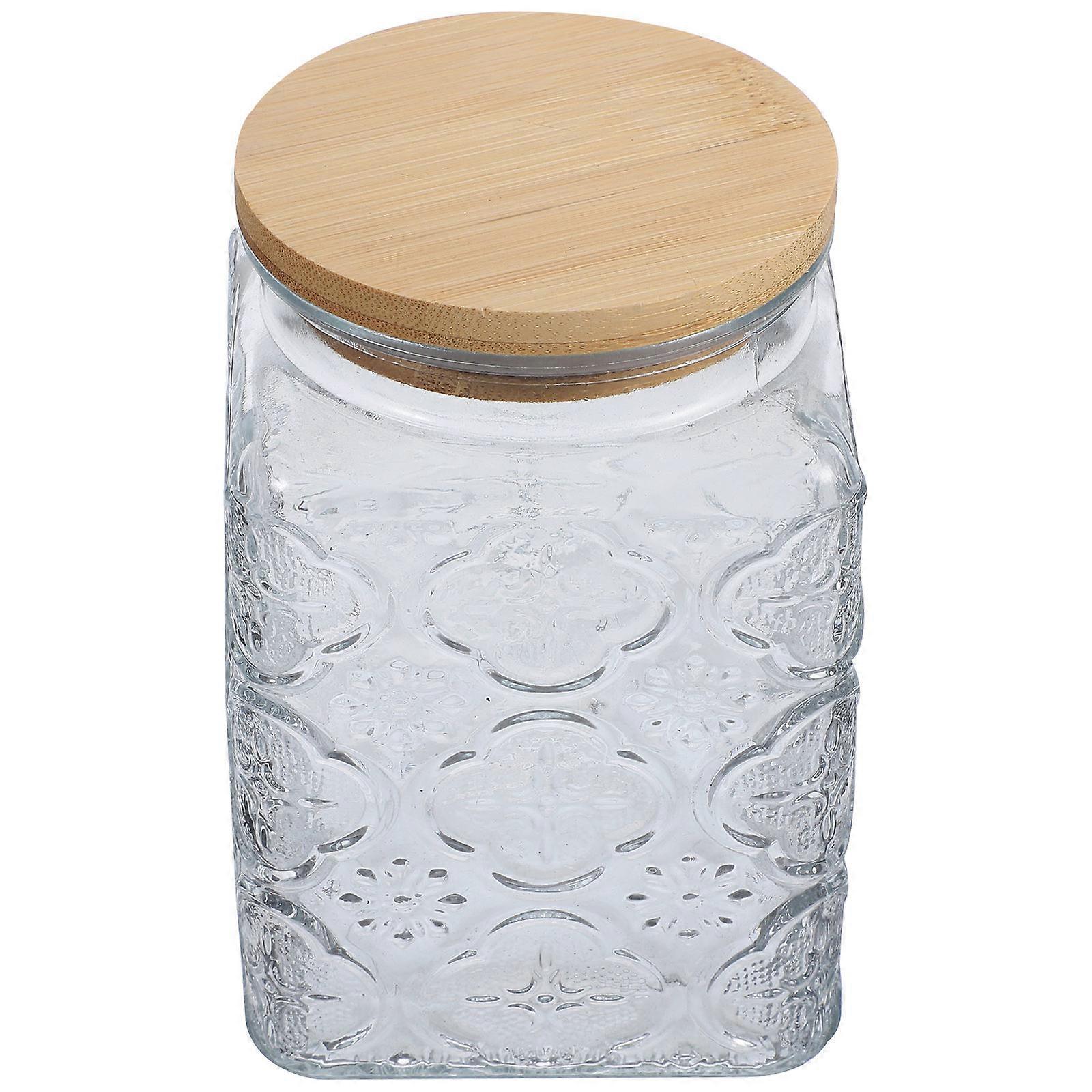 Transparent Glass Containers with Wood Lids for Home Use Sturdy and Airtight to Keep Food Fresh Multipurpose Storage