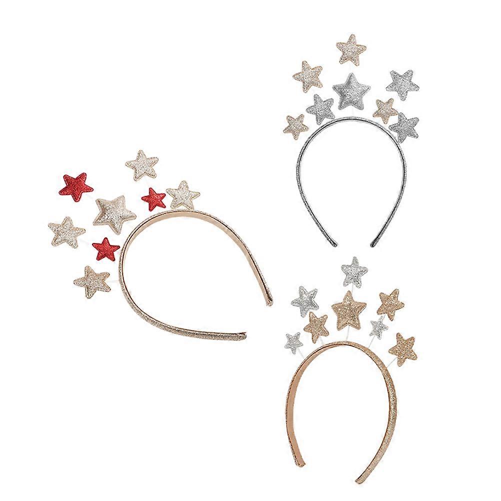 3pcs Five Pointed Headbands for Hair Accessories – Non Slip Design for Comfortable Wear at Parties, Birthdays, and Festivals for Boys