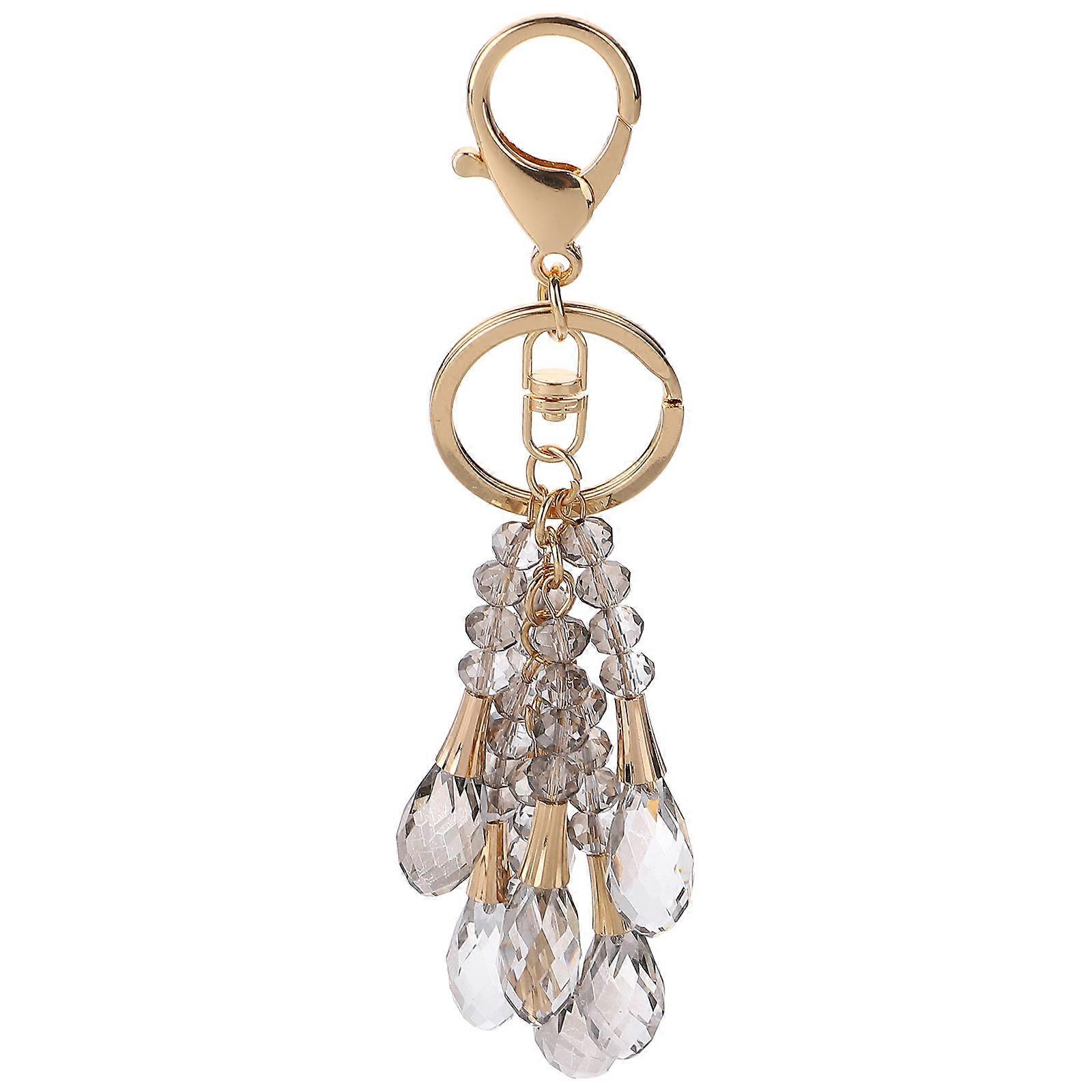 Key Chain Crystal Pendant Car Hanging Ornament Tassel Drop Shape Zinc Alloy Diy Decoration Everyday Use 1Set