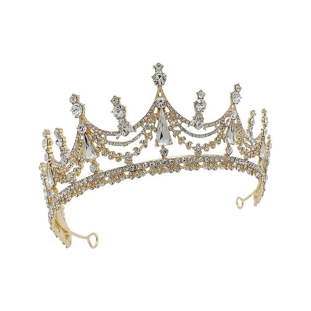 a polished and engaging product description based on your input:
**Elegant Rhinestone Crown Headdress – Baroque Alloy Tiara for Brides & Special