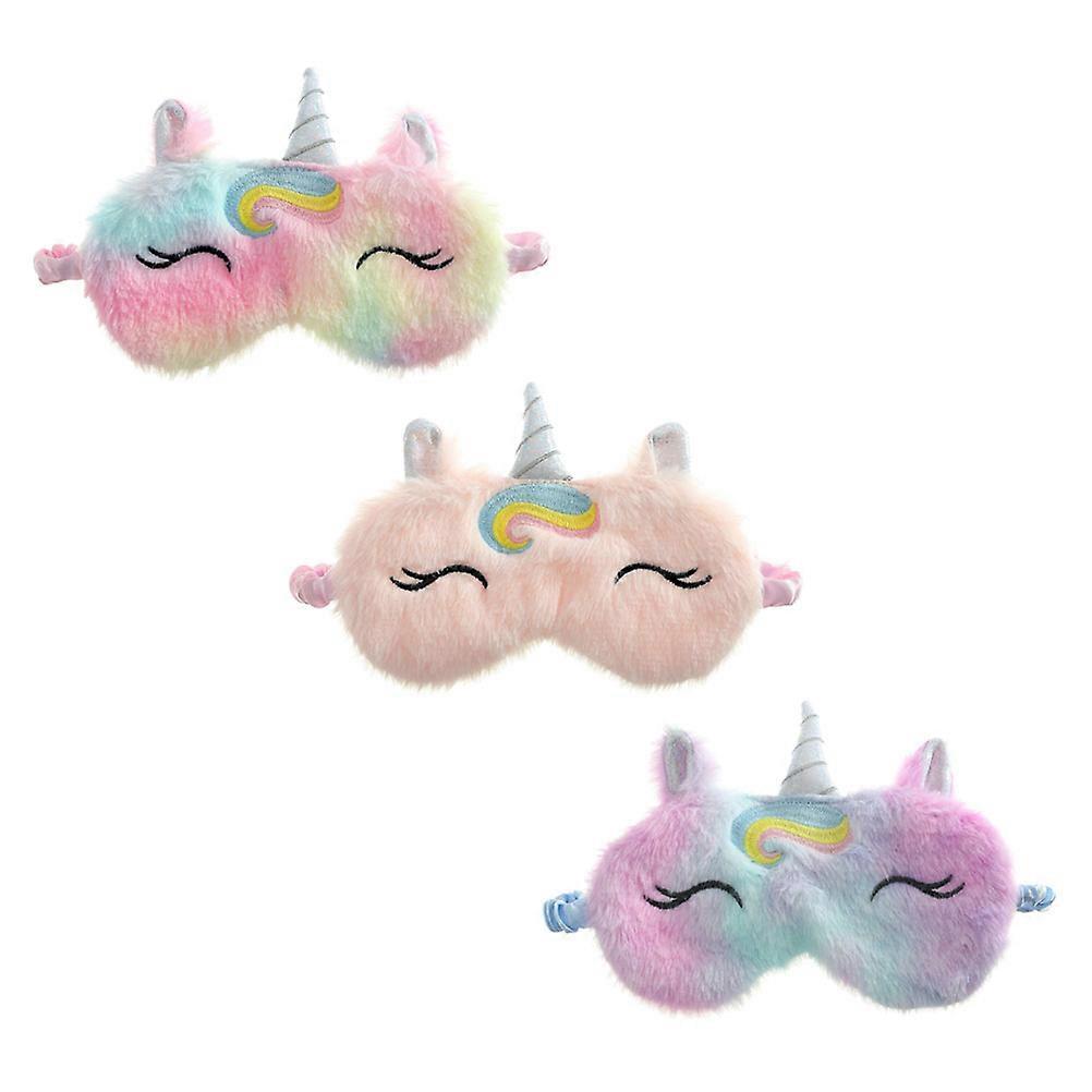 Sleep Masks Eye Mask Sleep Travel Accessory Light-Proof Plush Comfortable Shape 3Pcs