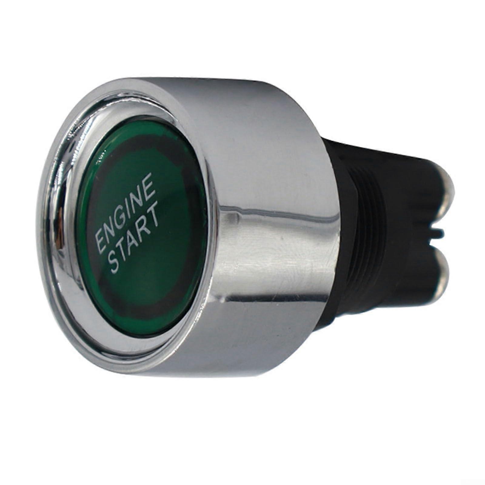 Auto Motor Start Button, Keyless Ignition Starter for 12V 24V Vehicles, Green Push Button Switch
