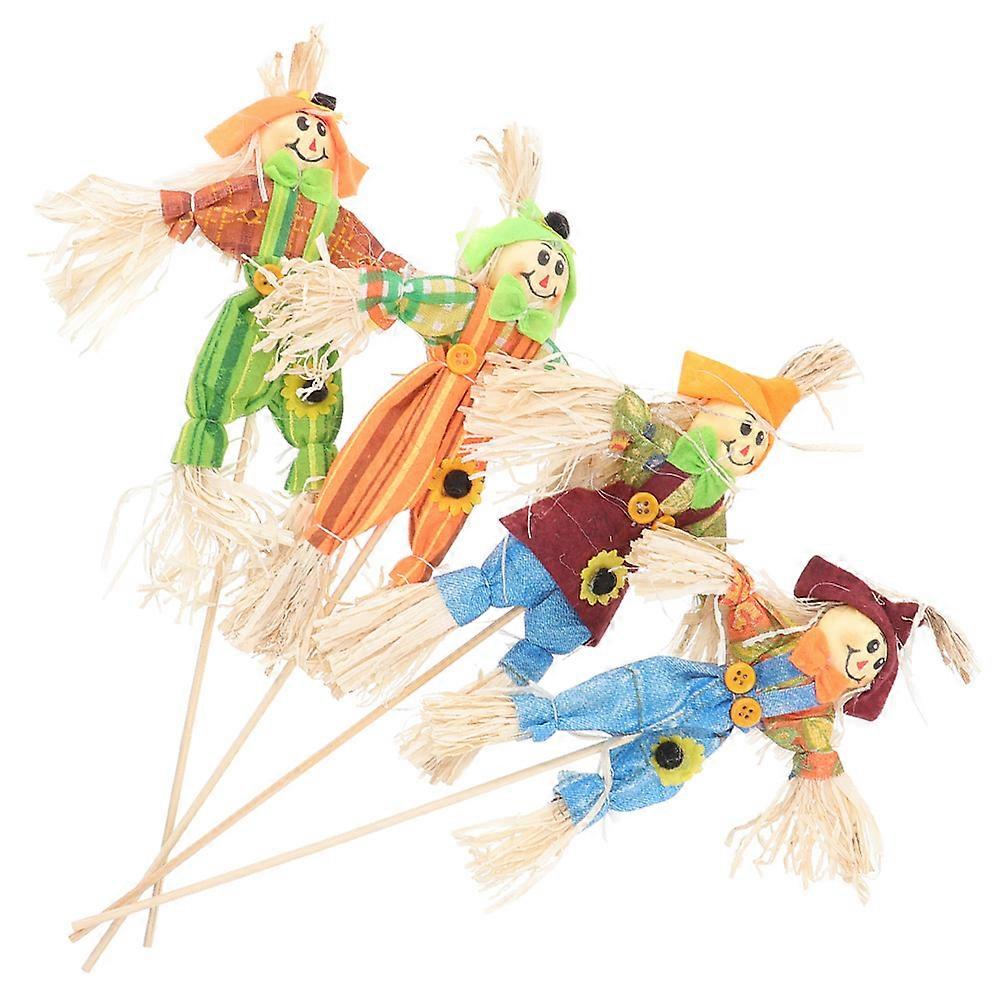 4 יחידות דחליל עומד קישוט קציר סתיו לעונת הסתיו דשא חברי משפחה עיצוב גן עמיד