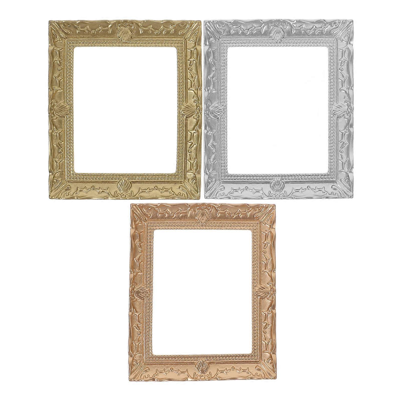 Mini Photo Frames Decorative Tiny Picture Ornaments Resin Material Assorted Color 3 Pieces