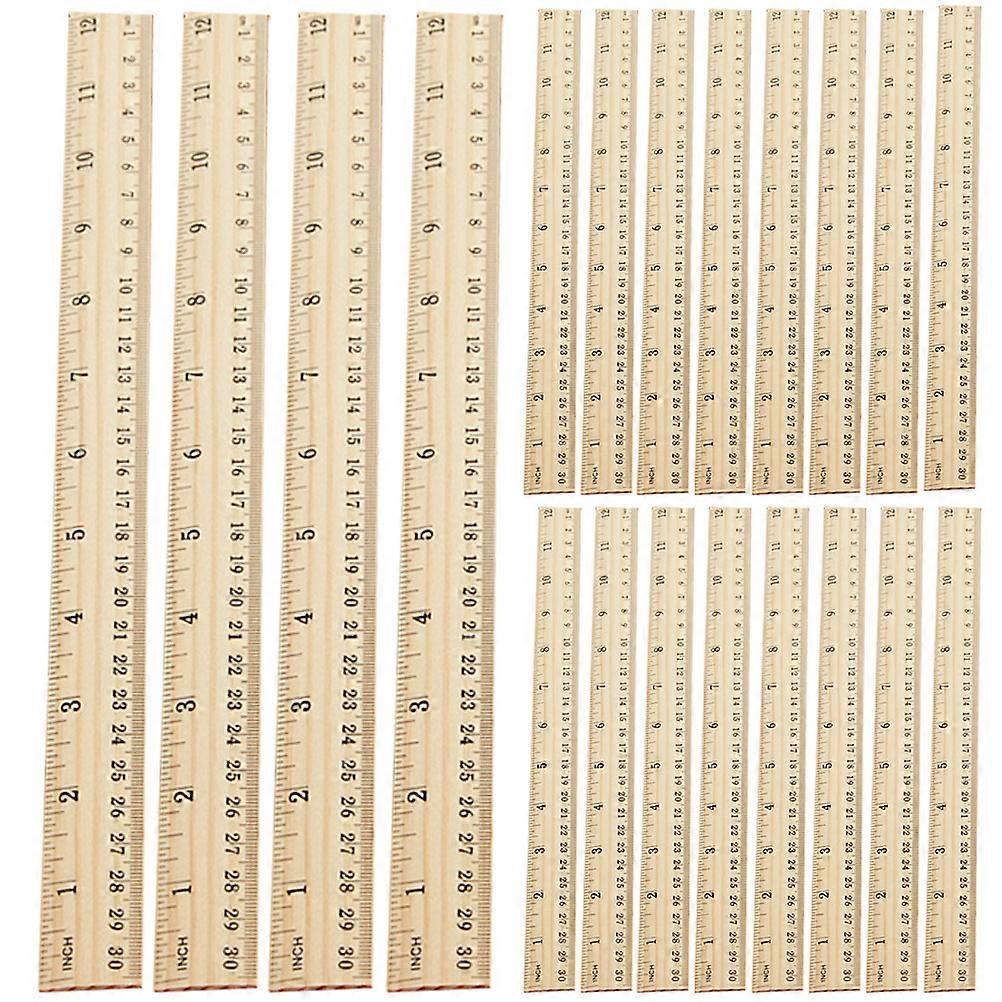 Wooden Ruler for Math in Khaki Color Made of Hard Wood with Strong Elasticity 20pcs