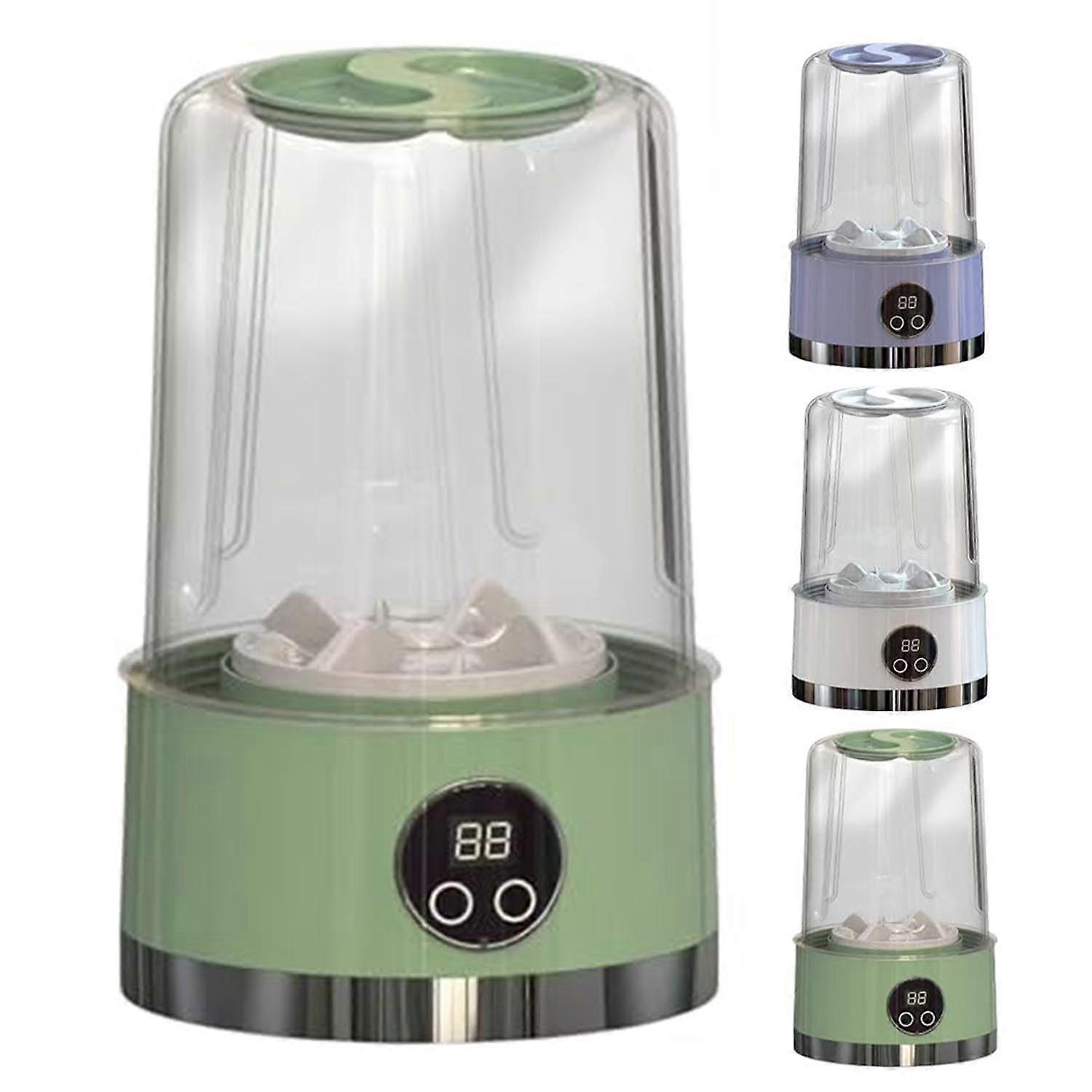 Portable Rechargeable Cordless Mini Washing Machine with Two Cleaning Modes for Underwear and Socks, Green for Apartments and Camping