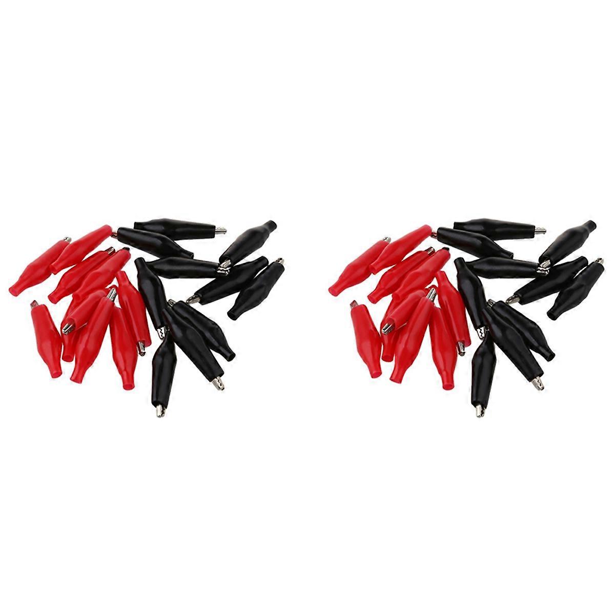 40 Pcs Black Red Soft Plastic Coated Testing Probe Alligator Test Clip