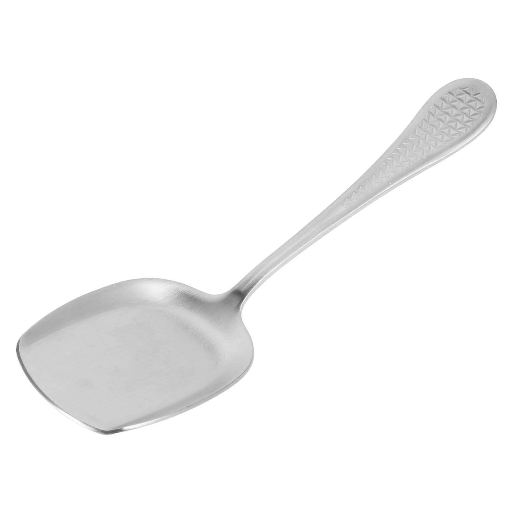 Catering Spoon Stainless Steel Rectangular Serving Spoon Thick-Walled Pancake Utensil for Buffet Service