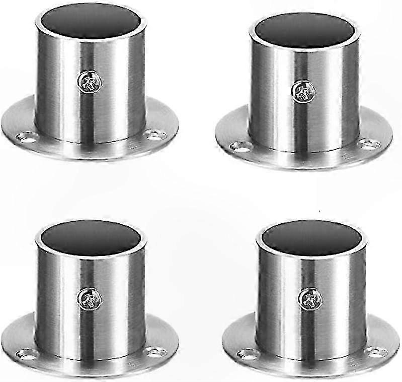 ステンレススチール製カーテンロッドホルダー、丸管用クローゼットポールウォールマウント4個
