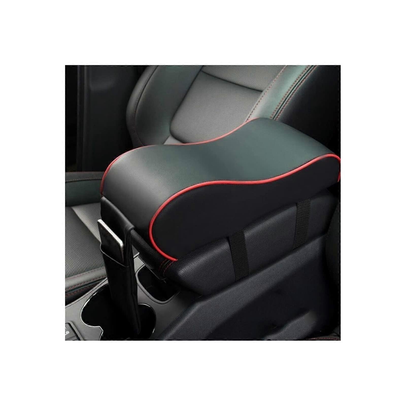 Car Armrest Box Leather Soft Underlay Black Red Cushion Cover Console Mat Multifunctional Storage