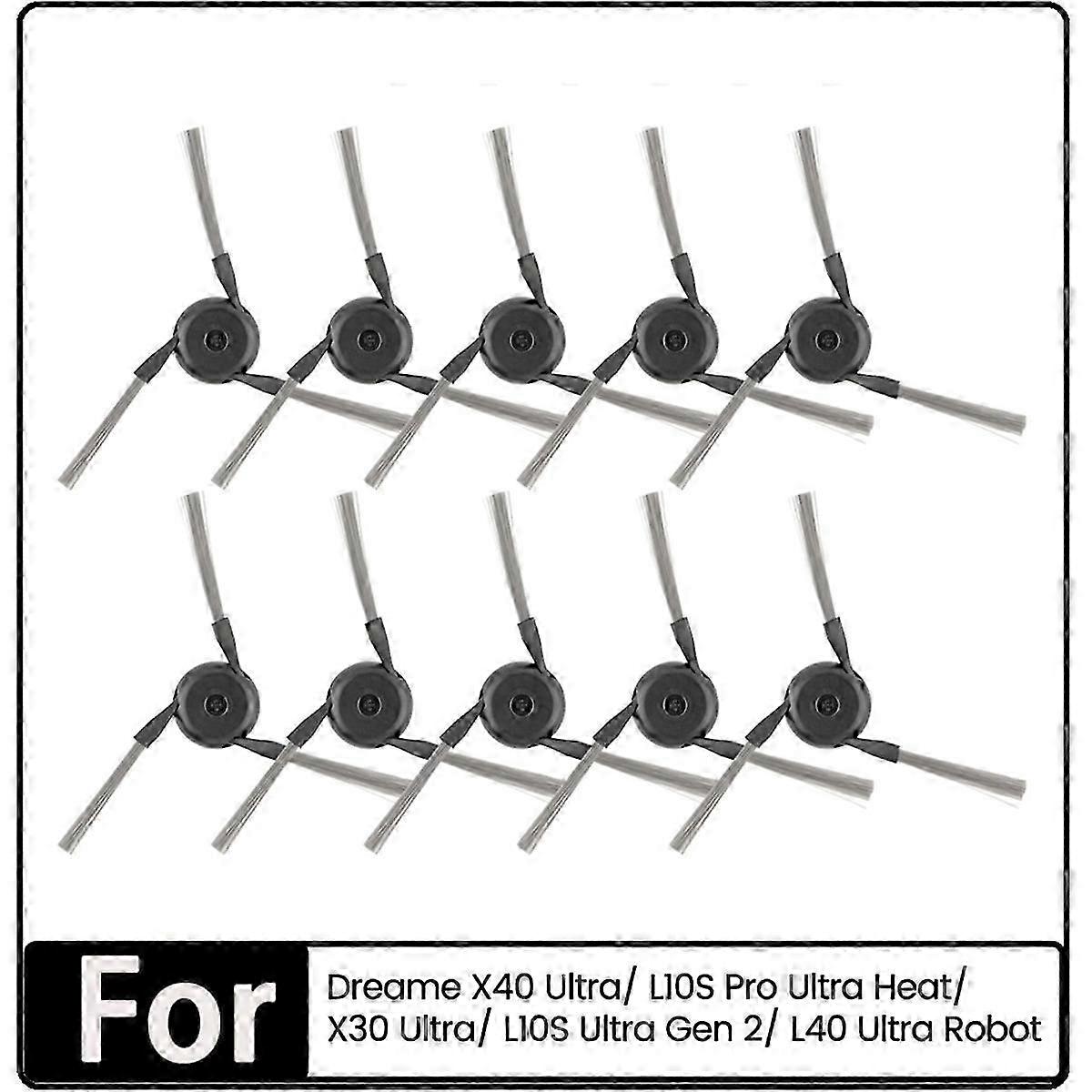 10PCS Side Sweep Brushes Compatible with Dreame X40 Ultra L10S Pro Ultra Heat X30 Ultra L10S Ultra Gen 2