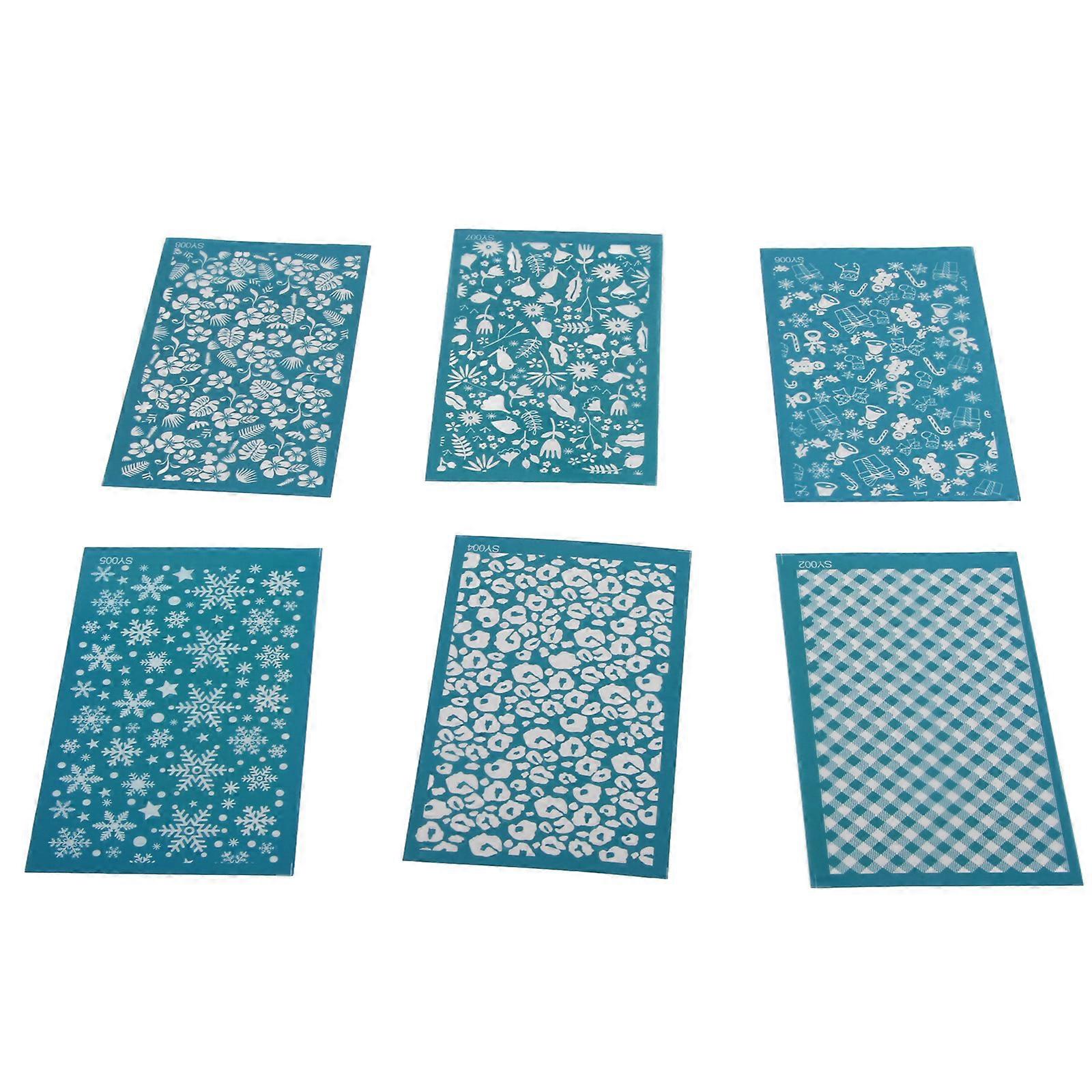 6pcs Polymer Clay Silk Screen Stencils Clay Printing Templates Durable DIY Clay Silkscreen Print Kit
