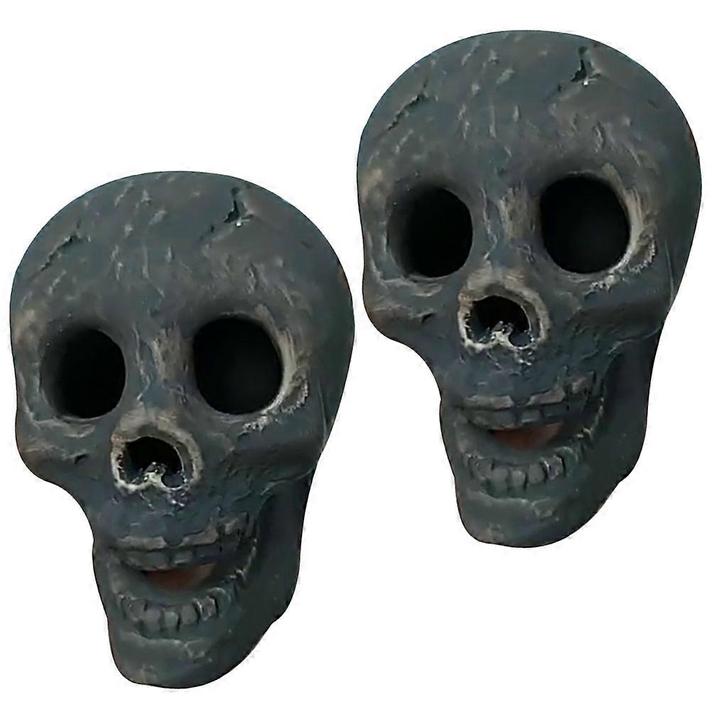 2pcs Mini Halloween Skull Decorations Realistic Small Artificial Skulls for Party Props, Haunted House & Tabletop Displays