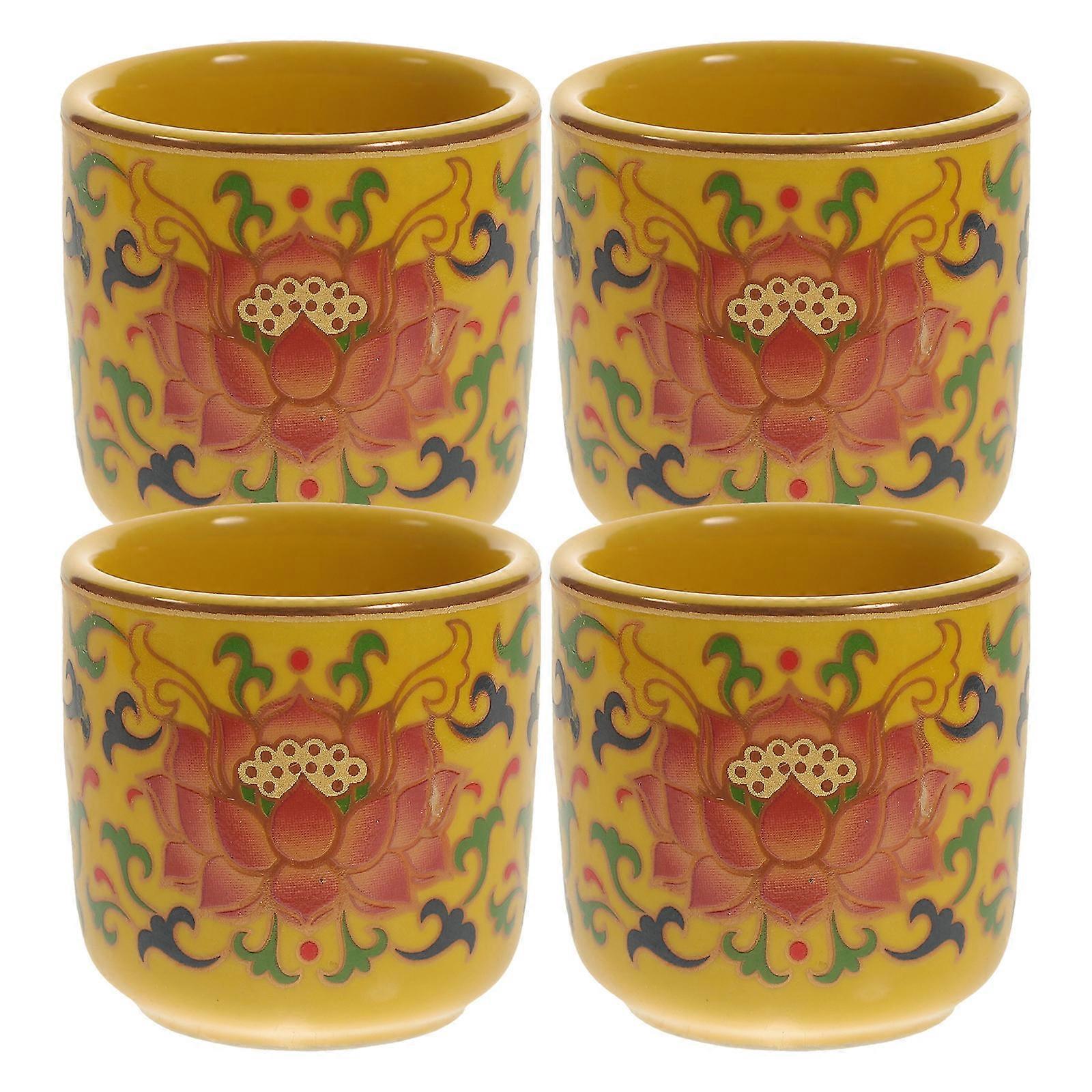 4pcs Buddhist Offering Water Cup Decorative Worship Cup Supply