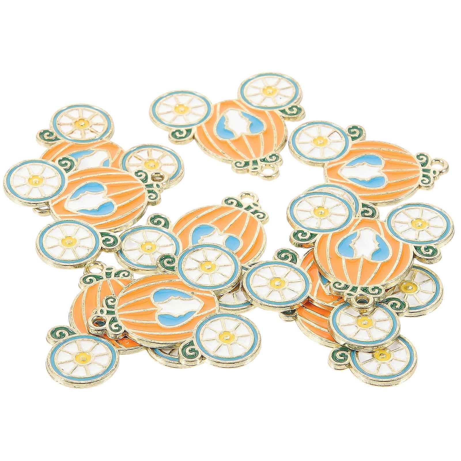 Pumpkin Carriage Charm Bulk Key Decoration Halloween Occasion 2.2x2.2cm Orange Durable 10Pcs