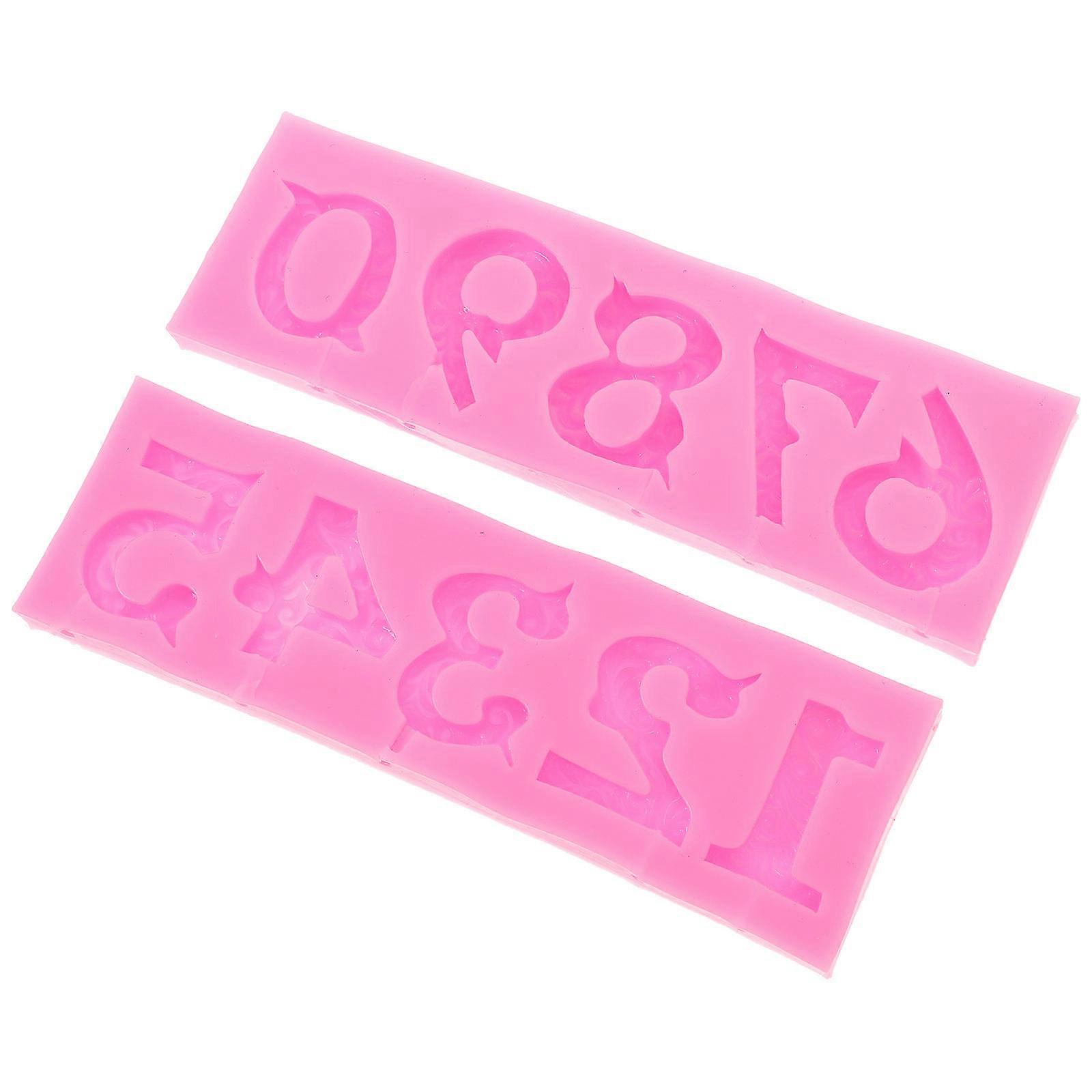 Digital Number Silicone Fondant Mold for DIY Use 2Pcs Flexible Candy Molds