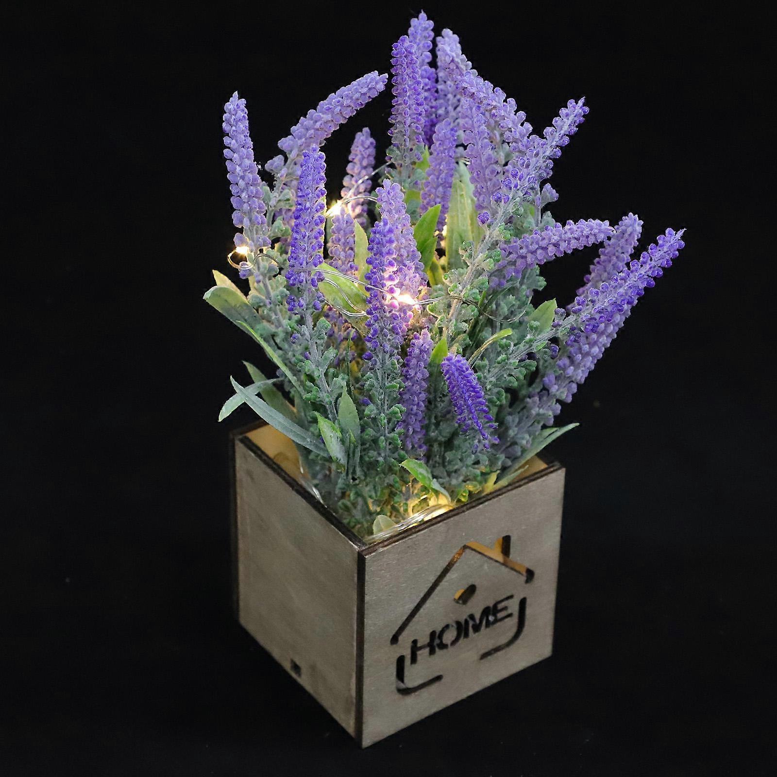 Lavender Room Decor Luminous Artificial Plants Rectangular Ornament 23x12cm Realistic 1Pcs