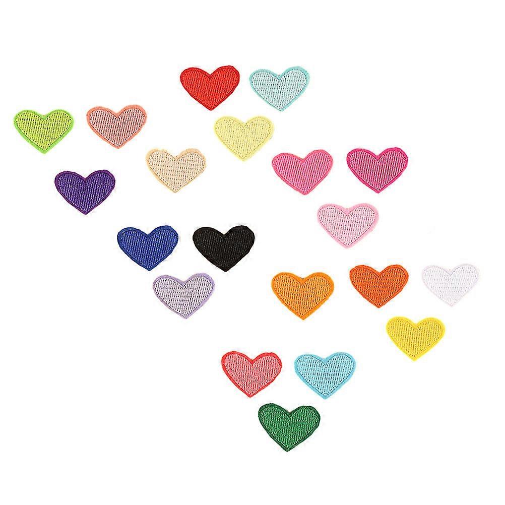 Colorful Heart Shape Embroidery Patches For Bag Size 0.1X2X2.6CM Assorted Color Creative Design 40 Pcs