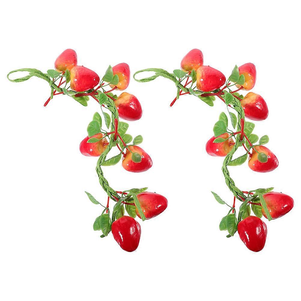 Realistic Artificial Strawberry Garland for Decoration Made of Foams Red Color 2pcs
