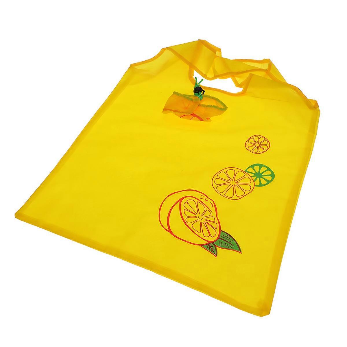 5Pcs Foldable Lemon Pattern Shopping Bag For Events Grocery Shopping 52 X 37.5 X 0.2 Cm Tote