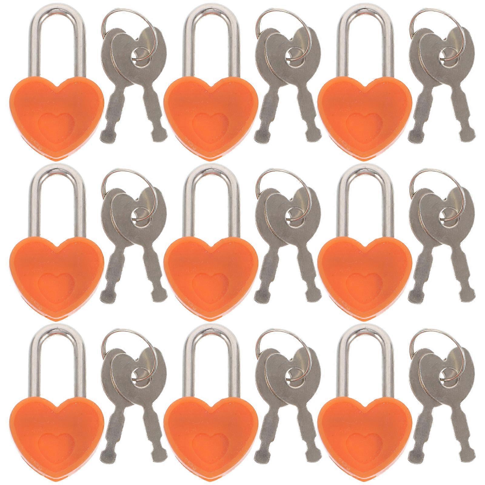 Heart Lock With Key Treasure Chest Padlock Mini Heart Shaped Lock For Jewelry Box Purse Handbag Cabinet Security 10Sets