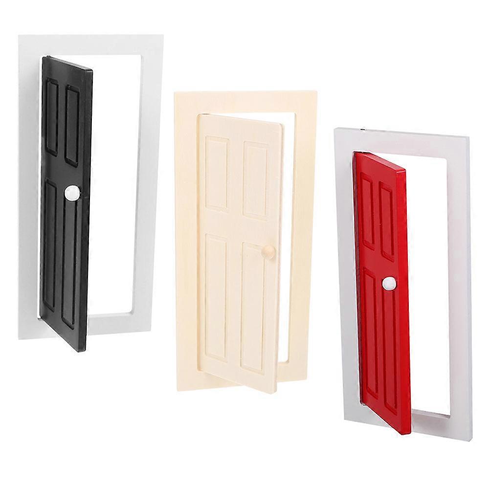3pcs Miniature Scale Doors for DIY Dollhouse Collectors – Easy Assembly, Modern Design, Compatible with Various Decor Styles