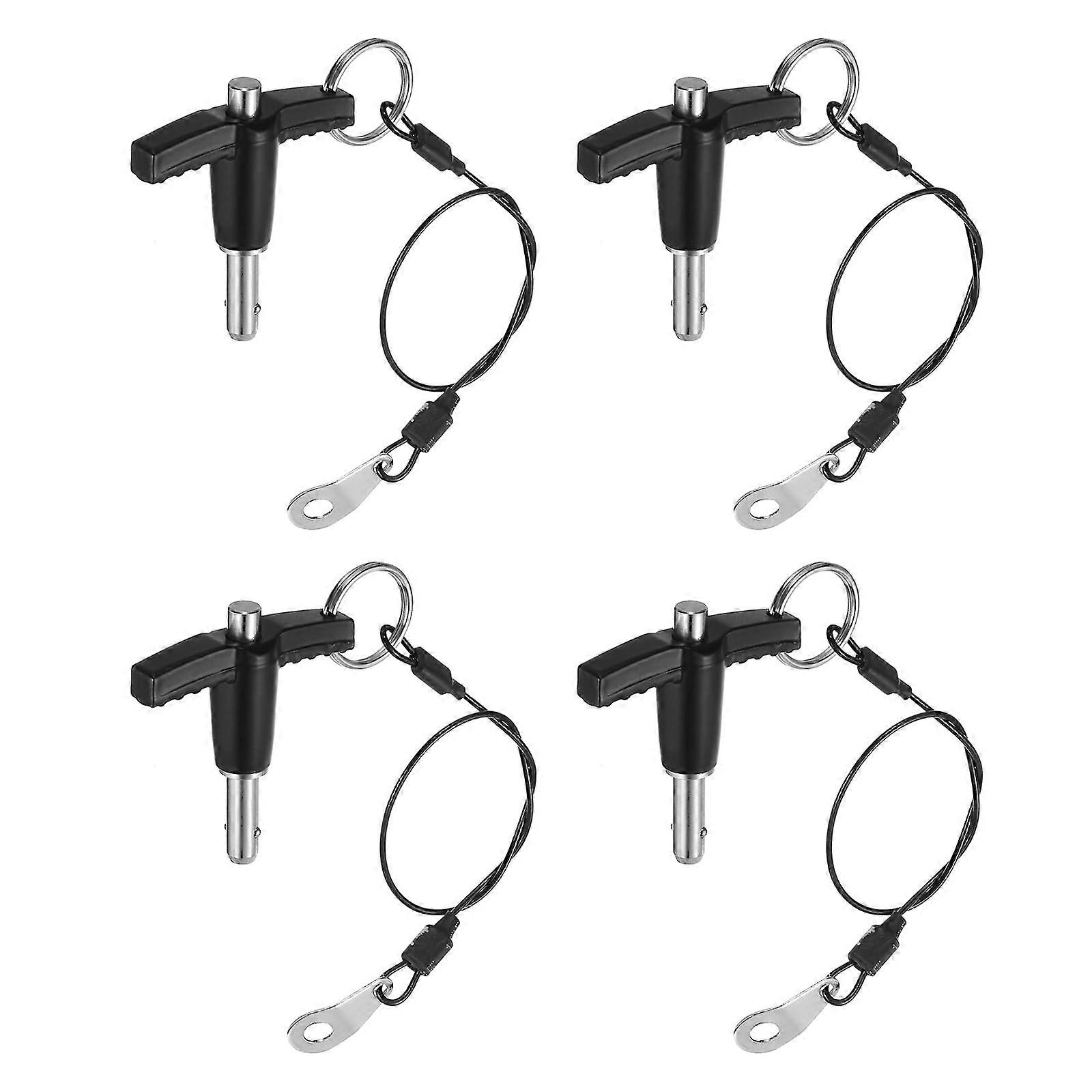 4 Thandle locking pins, 6 mm x 10 mm, usable length, stainless steel quickrelease pushbutton pins