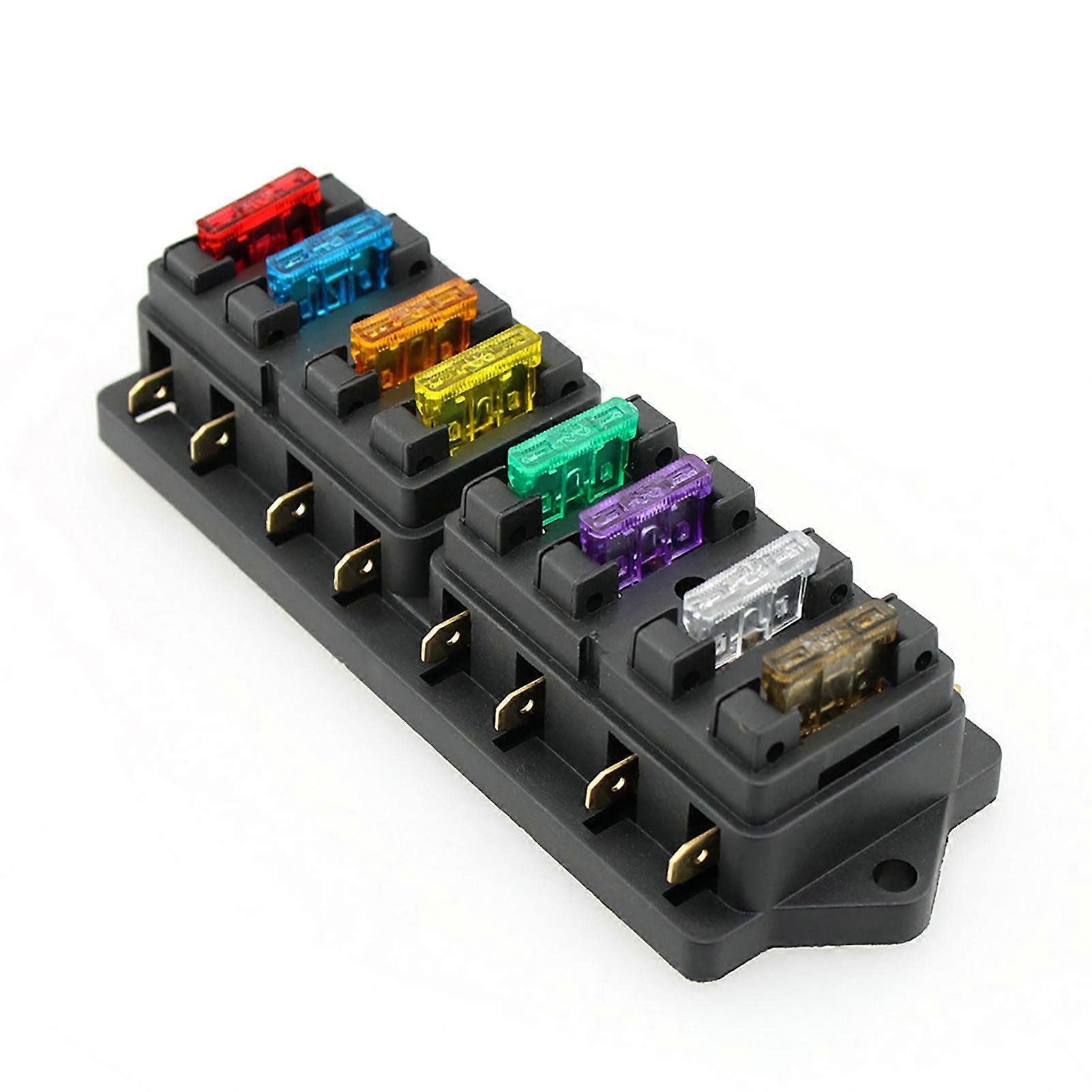 8 Way Fuse Box Holder Block Compatible with 12V 24V 32V Automotive Marine Vehicles