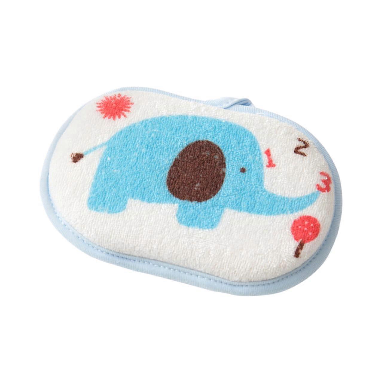 Bath Sponge for Newborns Natural Cotton Soft Elephant Design Blue Gentle Cleansing for Sensitive Skin Showers